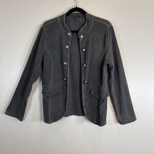 Tempo Paris Gray Cotton Open Front Jacket Silver Detail and Buttons S